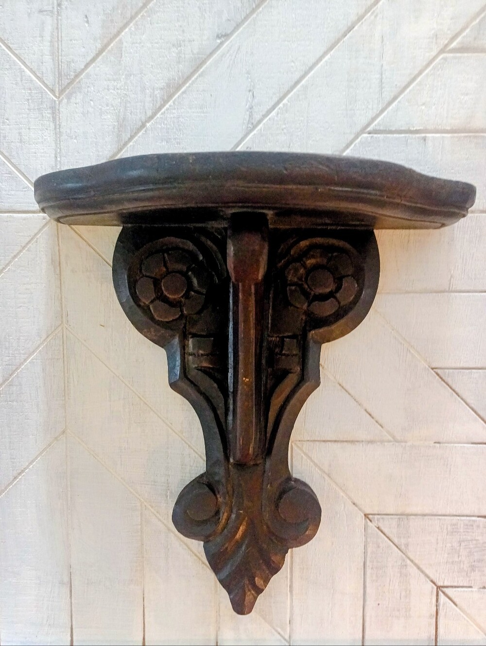 Corbel Decorative Dark Brown Wall Bracket Shelf - Classic Accent